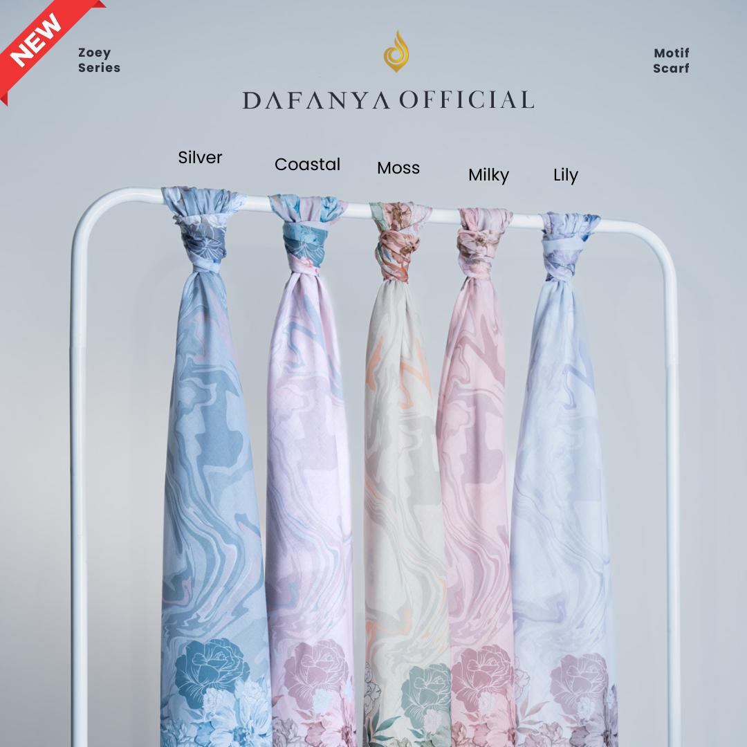 𝐃𝐀𝐅𝐀𝐍𝐘𝐀 - Zoey Series Jilbab Motif Floral Kerudung Segi Empat Hijab Scarf bahan Voal Laser Cut