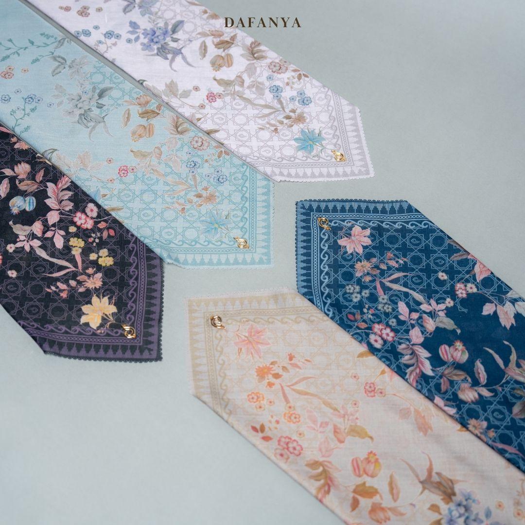 𝐃𝐀𝐅𝐀𝐍𝐘𝐀 - Aiyana Series Jilbab Motif Floral Kerudung Segi Empat Hijab Scarf bahan Voal Laser Cut