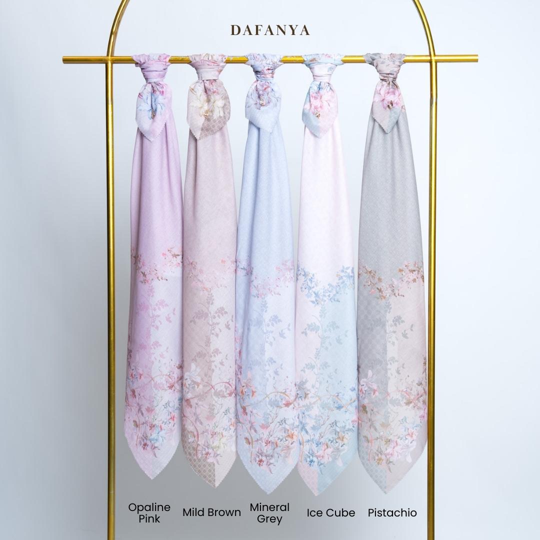 𝐃𝐀𝐅𝐀𝐍𝐘𝐀 - Dinara Series Jilbab Motif Floral Kerudung Segi Empat Hijab Scarf bahan Voal Laser Cut