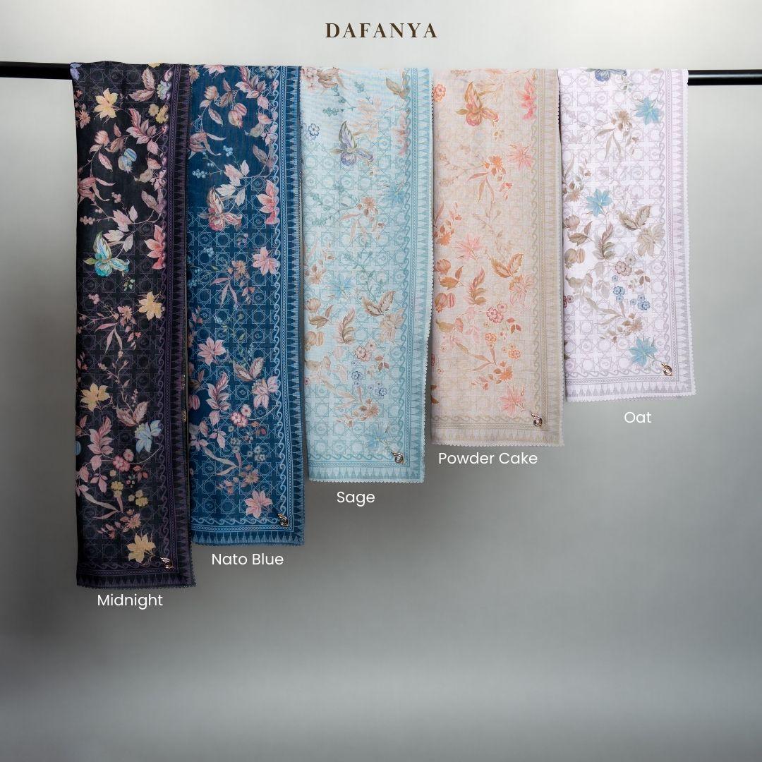 𝐃𝐀𝐅𝐀𝐍𝐘𝐀 - Aiyana Series Jilbab Motif Floral Kerudung Segi Empat Hijab Scarf bahan Voal Laser Cut