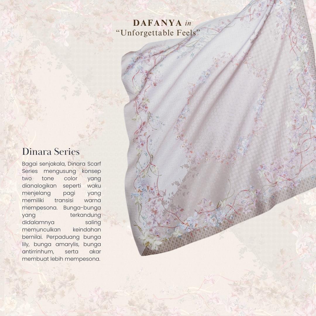 𝐃𝐀𝐅𝐀𝐍𝐘𝐀 - Dinara Series Jilbab Motif Floral Kerudung Segi Empat Hijab Scarf bahan Voal Laser Cut
