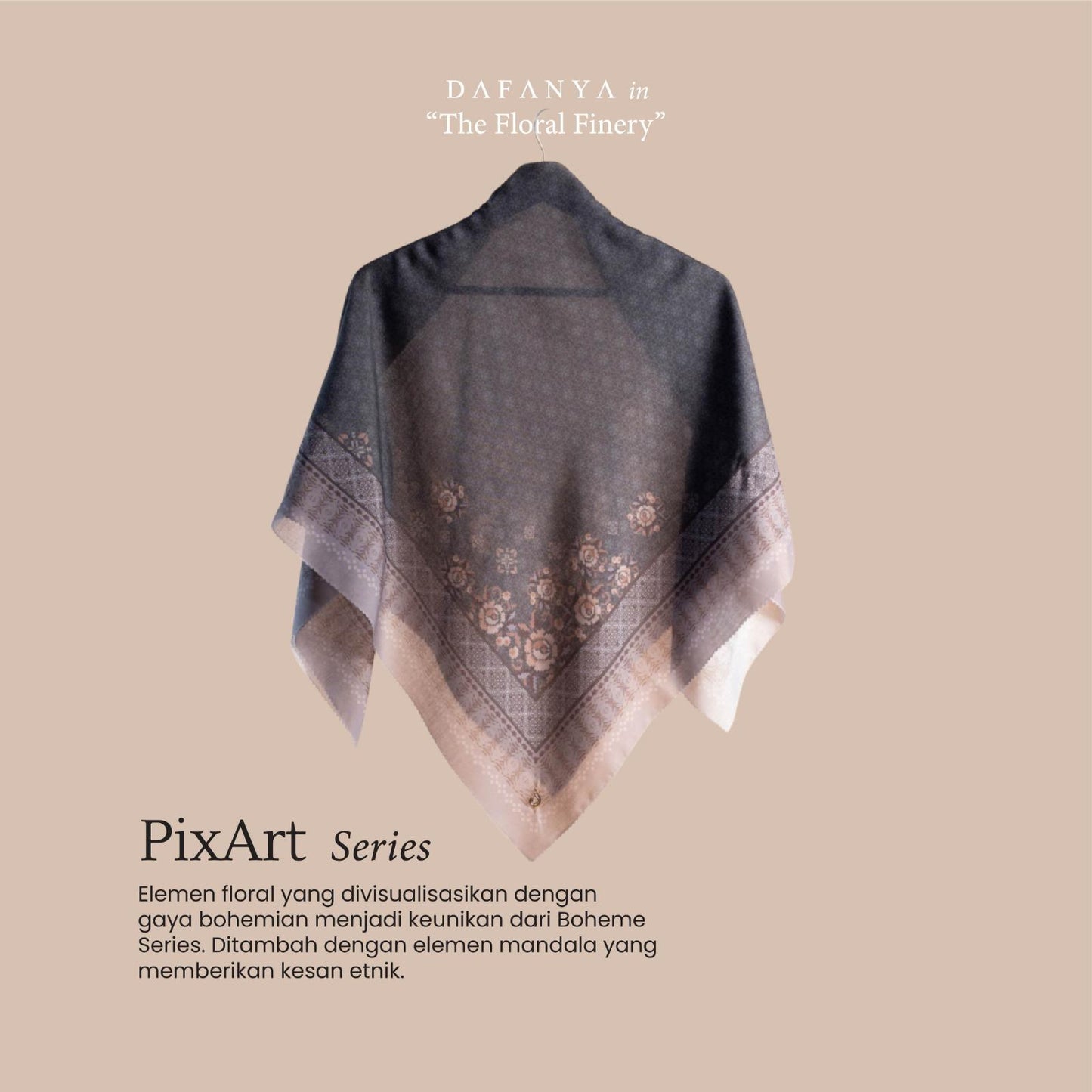 𝐃𝐀𝐅𝐀𝐍𝐘𝐀 - Pixart Series Jilbab Motif Floral Kerudung Segi Empat Hijab Scarf bahan Voal Laser Cut