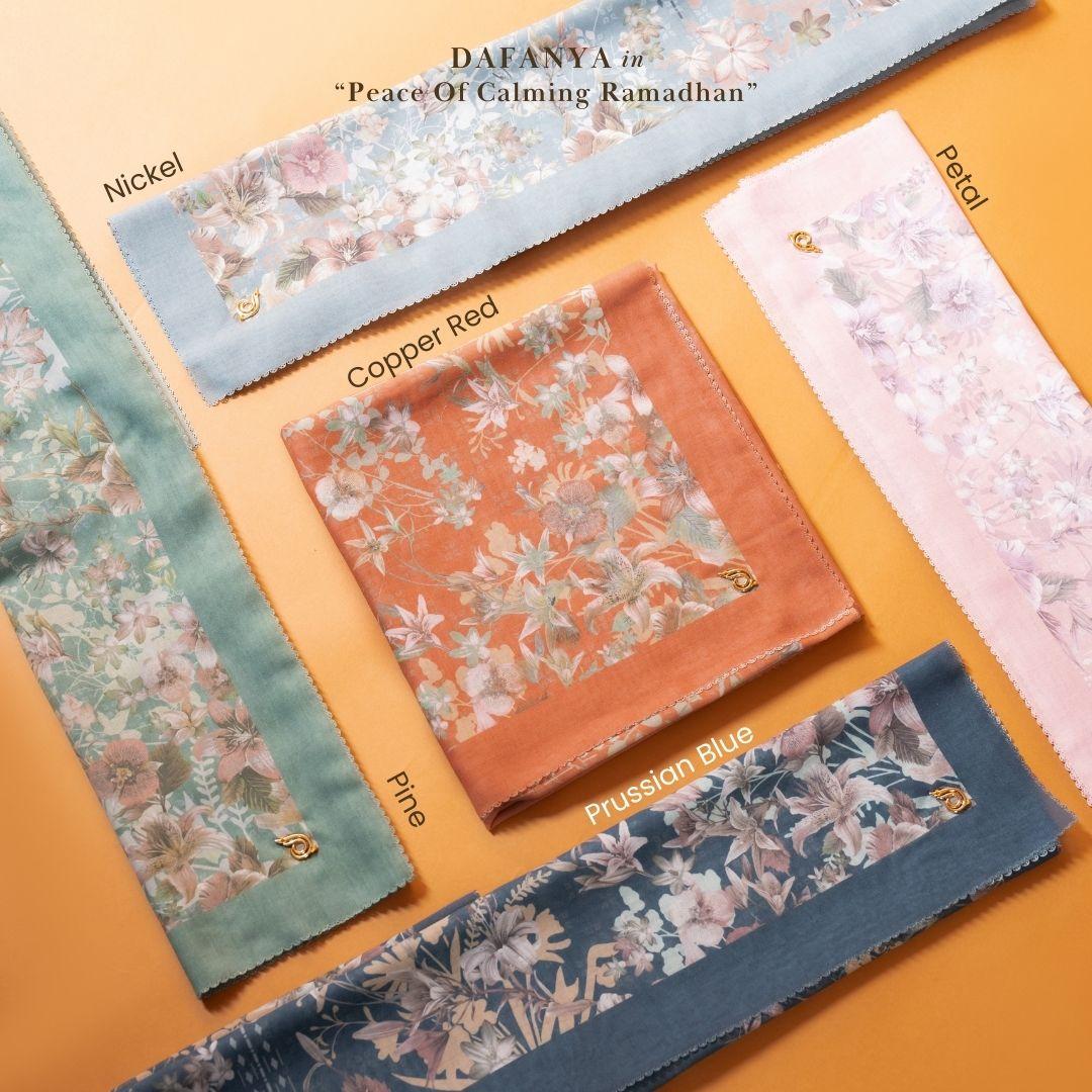𝐃𝐀𝐅𝐀𝐍𝐘𝐀 - Gardenia Series Jilbab Motif Floral Kerudung Segi Empat Hijab Scarf bahan Voal Laser Cut