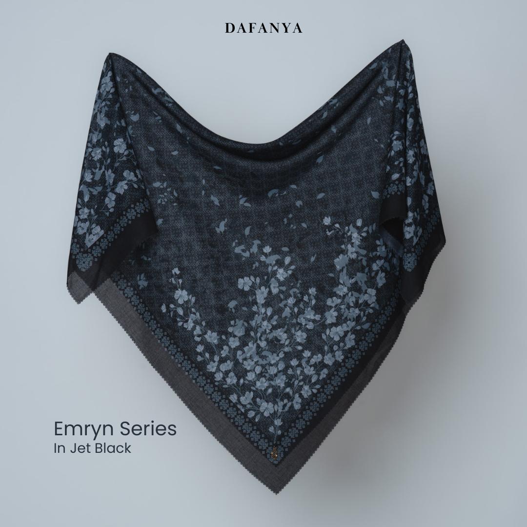 𝐃𝐀𝐅𝐀𝐍𝐘𝐀 - Emryn Series Jilbab Motif Monogram Kerudung Segi Empat Hijab Scarf bahan Voal Laser Cut