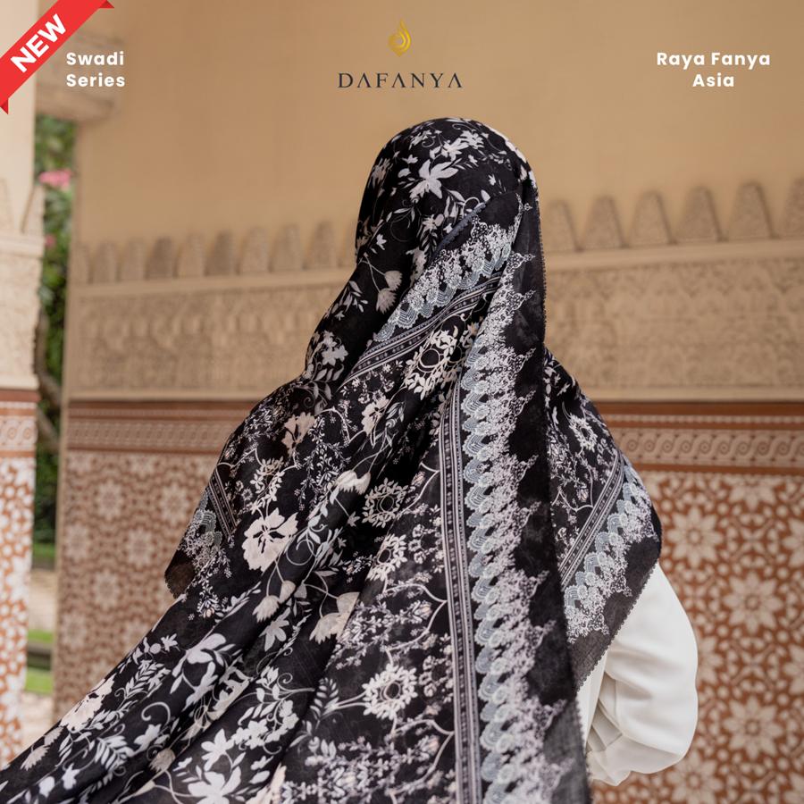 𝐃𝐀𝐅𝐀𝐍𝐘𝐀 - Swadi Series Jilbab Motif Floral Kerudung Segi Empat Hijab Scarf bahan Voal Laser Cut Rayafanya Edition