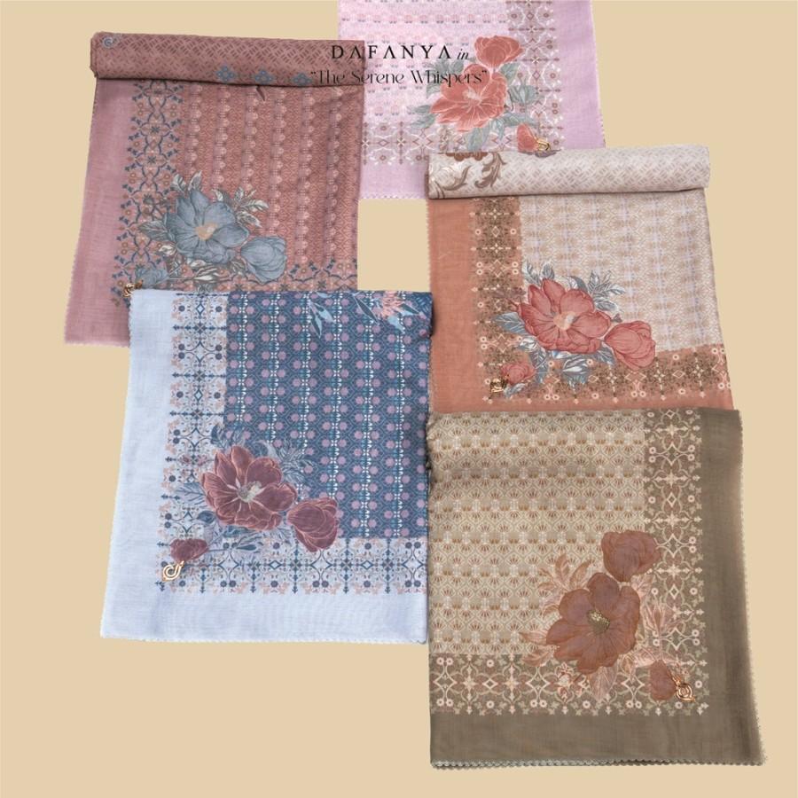 𝐃𝐀𝐅𝐀𝐍𝐘𝐀 - Sylvana Series Jilbab Motif Floral Kerudung Segi Empat Hijab Scarf bahan Voal Laser Cut