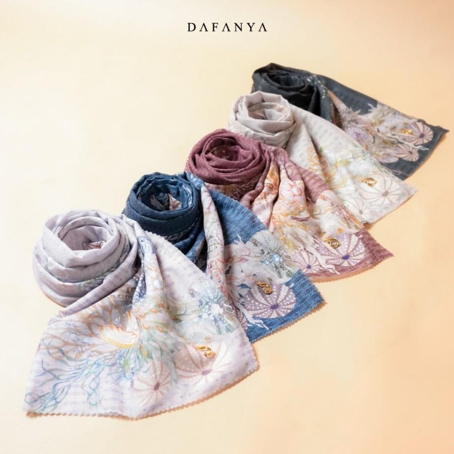 𝐃𝐀𝐅𝐀𝐍𝐘𝐀 - Cordelia Series Jilbab Motif Floral Kerudung Segi Empat Hijab Scarf bahan Voal Laser Cut Printing