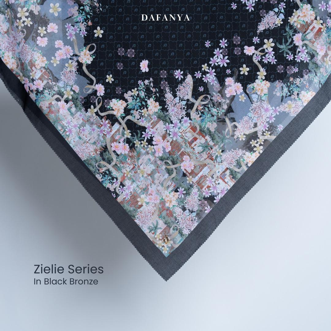 𝐃𝐀𝐅𝐀𝐍𝐘𝐀 - Zielie Series Jilbab Motif Floral Kerudung Segi Empat Hijab Scarf bahan Voal Laser Cut