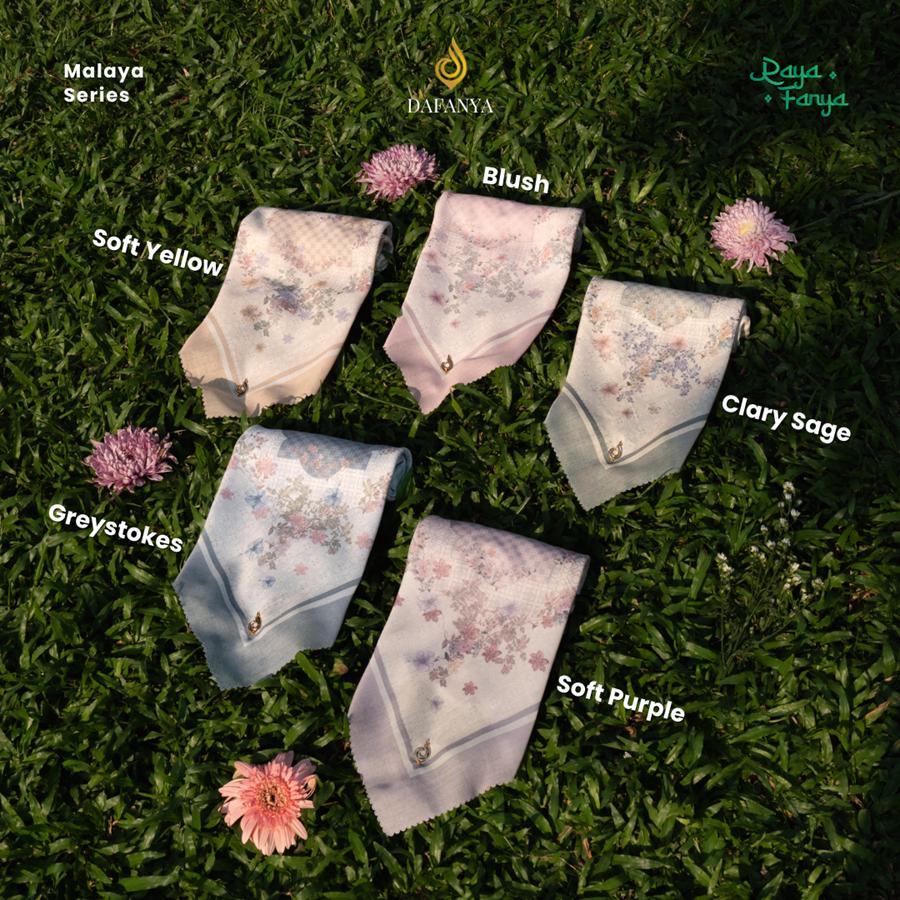 𝐃𝐀𝐅𝐀𝐍𝐘𝐀 - Malaya Series Jilbab Motif Floral Kerudung Segi Empat Hijab Scarf bahan Voal Laser Cut Rayafanya Edition