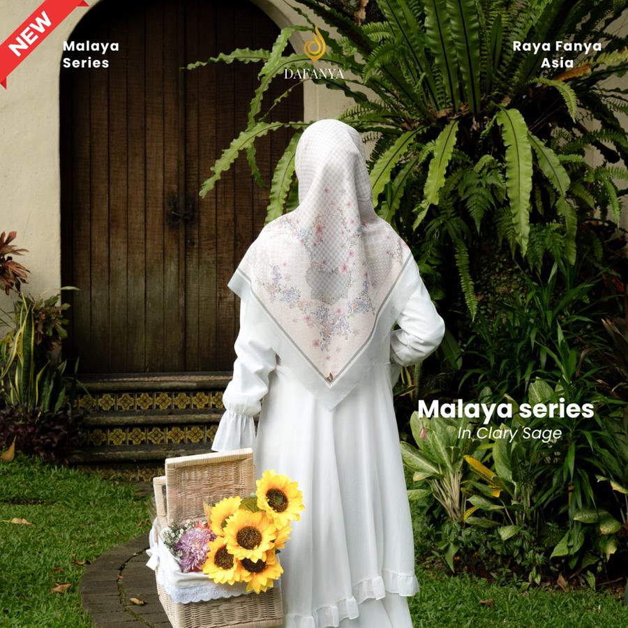 𝐃𝐀𝐅𝐀𝐍𝐘𝐀 - Malaya Series Jilbab Motif Floral Kerudung Segi Empat Hijab Scarf bahan Voal Laser Cut Rayafanya Edition