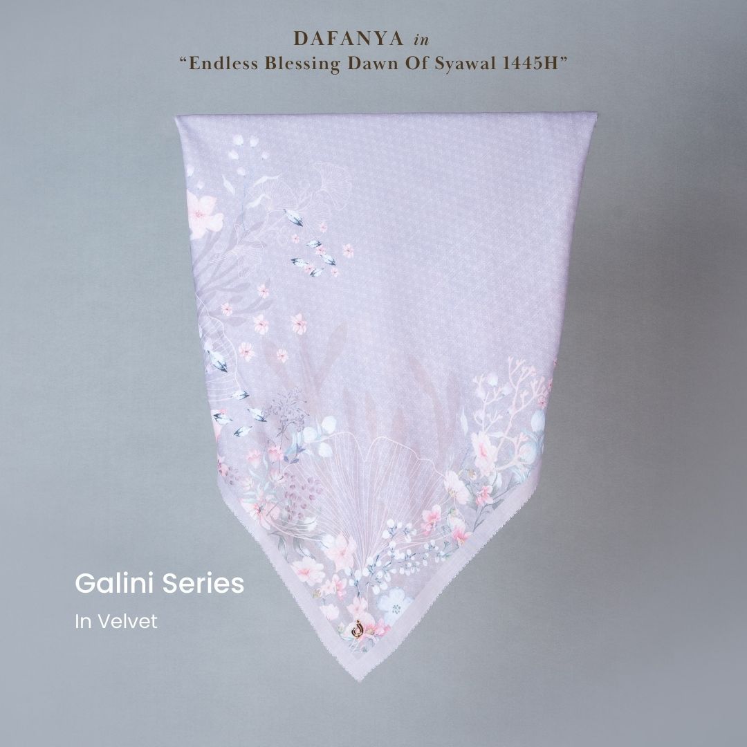 𝐃𝐀𝐅𝐀𝐍𝐘𝐀 - Galini Series Jilbab Motif Floral Kerudung Segi Empat Hijab Scarf bahan Voal Laser Cut