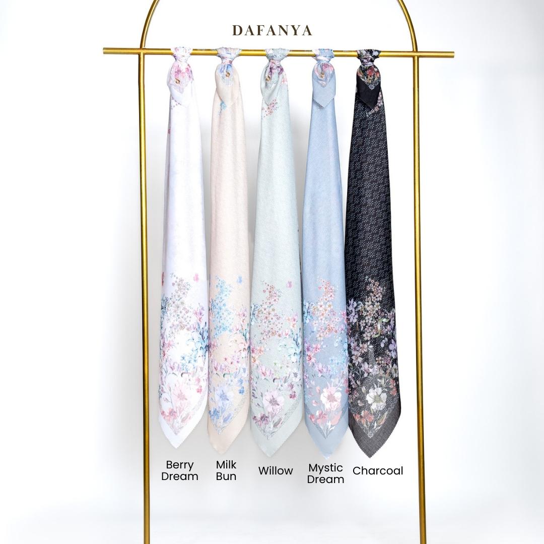 𝐃𝐀𝐅𝐀𝐍𝐘𝐀 - Farraz Series Jilbab Motif Floral Kerudung Segi Empat Hijab Scarf bahan Voal Laser Cut