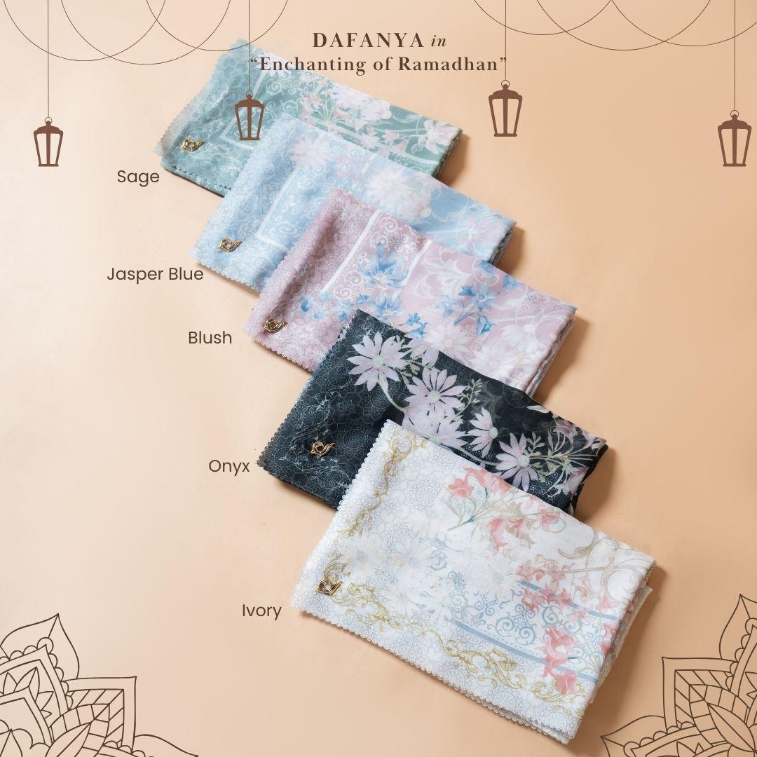 𝐃𝐀𝐅𝐀𝐍𝐘𝐀 - Al-Habsu Series Jilbab Motif Floral Kerudung Segi Empat Hijab Scarf bahan Voal Laser Cut