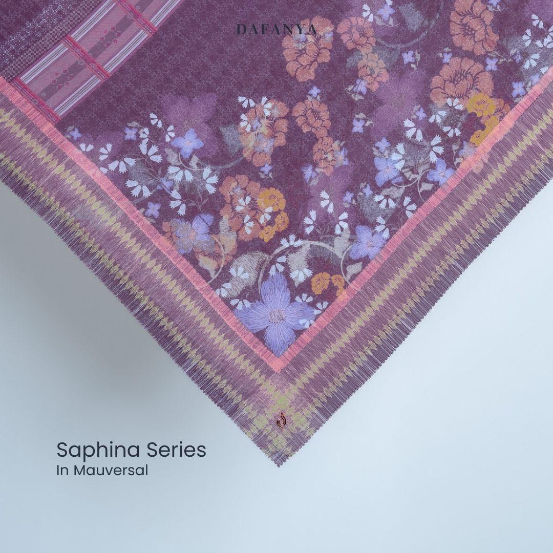 𝐃𝐀𝐅𝐀𝐍𝐘𝐀 - Saphina Series Jilbab Motif Floral Kerudung Segi Empat Hijab Scarf bahan Voal Laser Cut