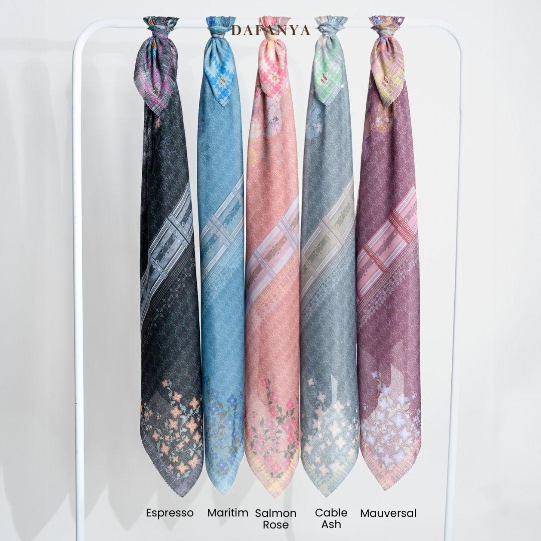 𝐃𝐀𝐅𝐀𝐍𝐘𝐀 - Saphina Series Jilbab Motif Floral Kerudung Segi Empat Hijab Scarf bahan Voal Laser Cut