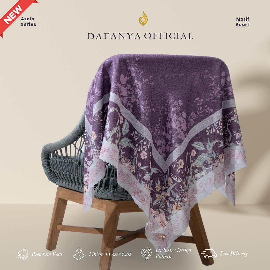 𝐃𝐀𝐅𝐀𝐍𝐘𝐀 - Azela Series Jilbab Motif Floral Kerudung Segi Empat Hijab Scarf bahan Voal Laser Cut