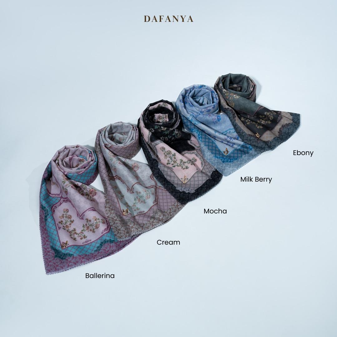 𝐃𝐀𝐅𝐀𝐍𝐘𝐀 - Navya Series Jilbab Motif Ethnic Kerudung Segi Empat Hijab Scarf bahan Voal Laser Cut
