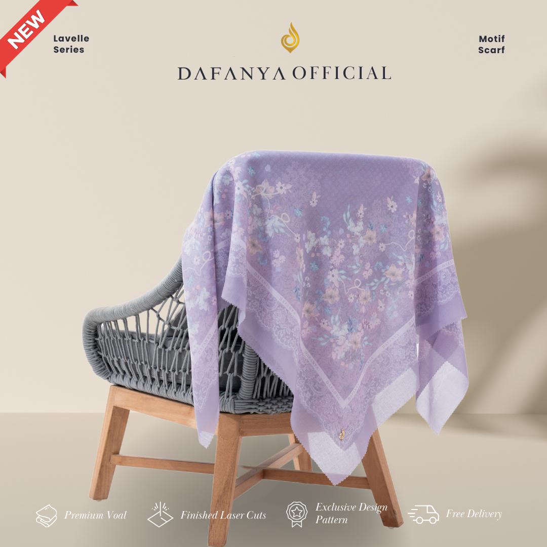 𝐃𝐀𝐅𝐀𝐍𝐘𝐀 - Lavelle Series Jilbab Motif Monogram Kerudung Segi Empat Hijab Scarf bahan Voal Laser Cut