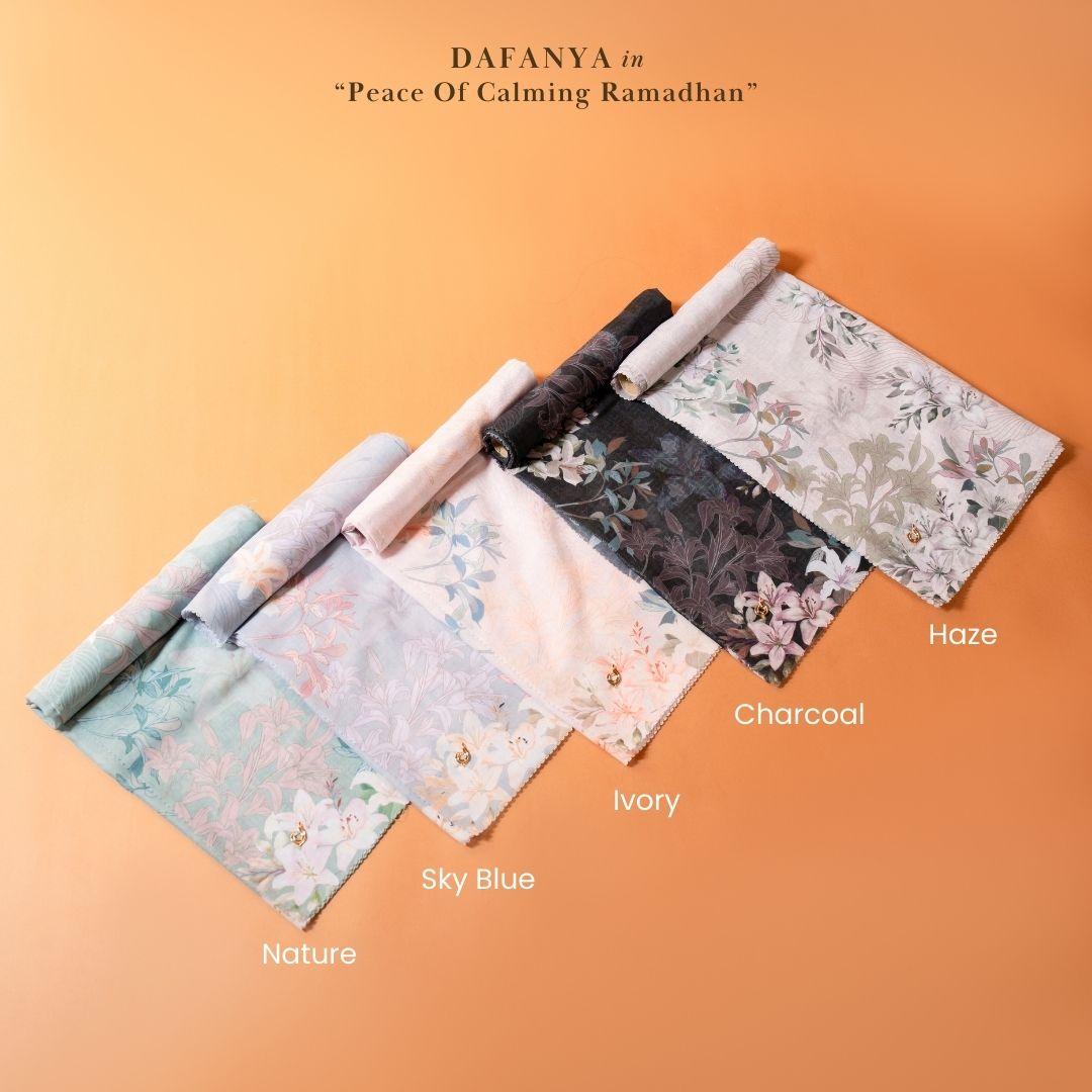𝐃𝐀𝐅𝐀𝐍𝐘𝐀 - Alira Series Jilbab Motif Floral Kerudung Segi Empat Hijab Scarf bahan Voal Laser Cut