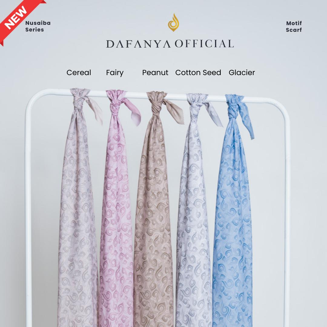 𝐃𝐀𝐅𝐀𝐍𝐘𝐀 - Nusaiba Series Jilbab Motif Monogram Kerudung Segi Empat Hijab Scarf bahan Voal Laser Cut
