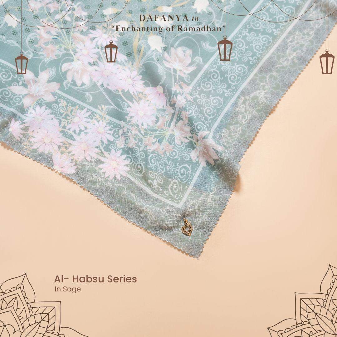 𝐃𝐀𝐅𝐀𝐍𝐘𝐀 - Al-Habsu Series Jilbab Motif Floral Kerudung Segi Empat Hijab Scarf bahan Voal Laser Cut