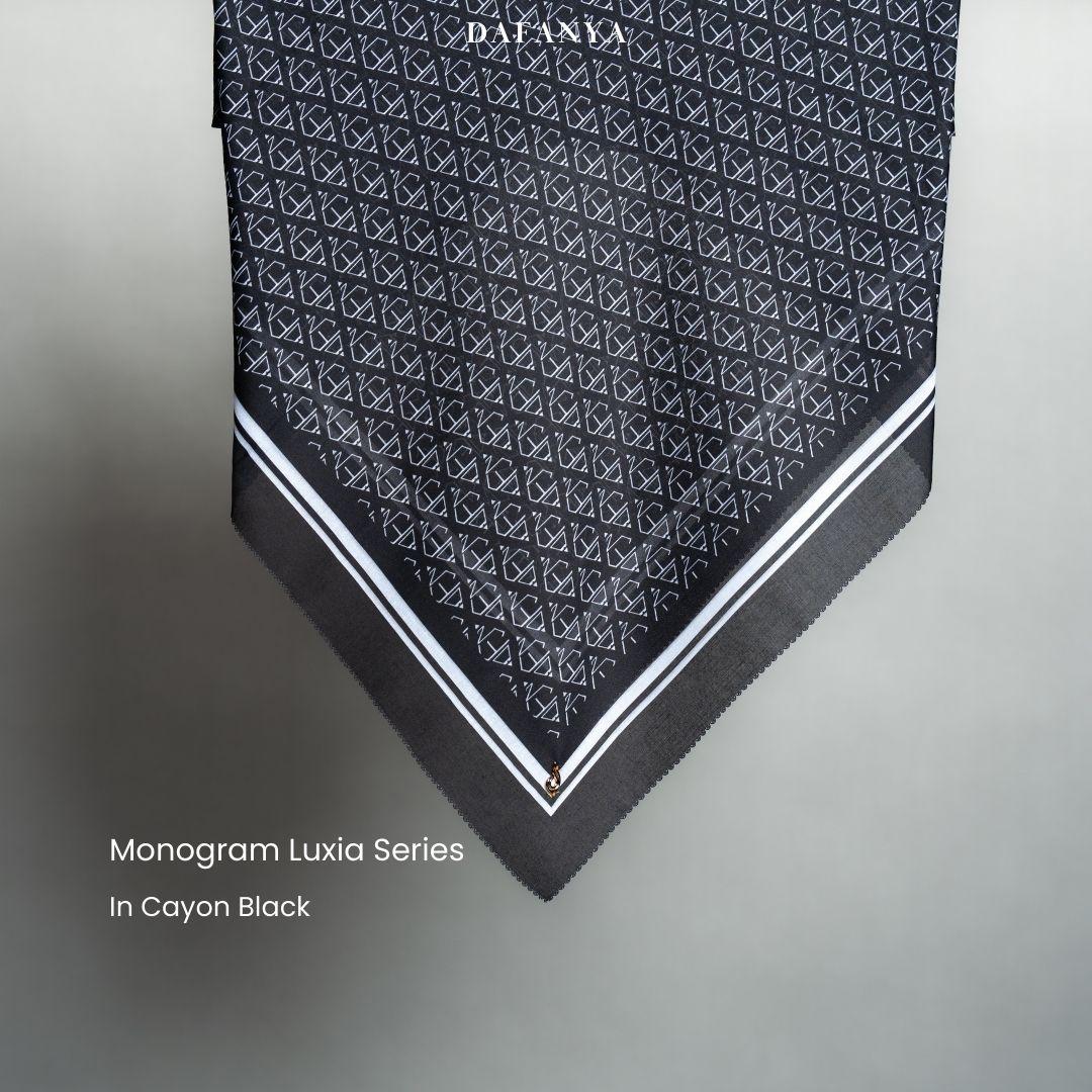 𝐃𝐀𝐅𝐀𝐍𝐘𝐀 - Luxia Series Jilbab Motif Monogram Kerudung Segi Empat Hijab Scarf bahan Voal Laser Cut