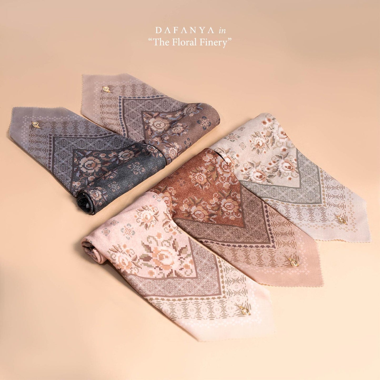 𝐃𝐀𝐅𝐀𝐍𝐘𝐀 - Pixart Series Jilbab Motif Floral Kerudung Segi Empat Hijab Scarf bahan Voal Laser Cut