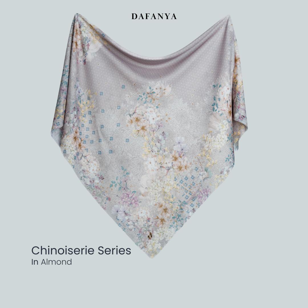 𝐃𝐀𝐅𝐀𝐍𝐘𝐀 - Chinoiserie Series Jilbab Motif Floral Kerudung Segi Empat Hijab Scarf bahan Voal Laser Cut Rayafanya Edition