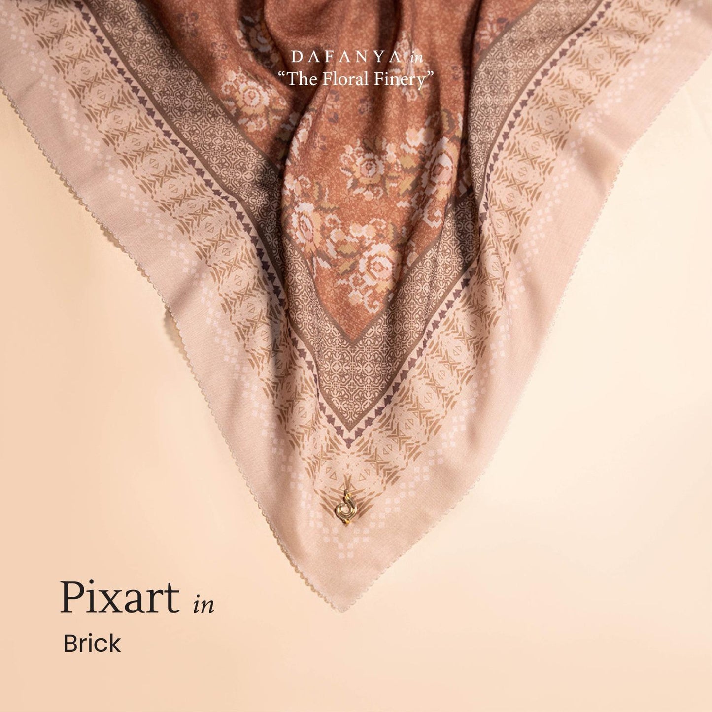 𝐃𝐀𝐅𝐀𝐍𝐘𝐀 - Pixart Series Jilbab Motif Floral Kerudung Segi Empat Hijab Scarf bahan Voal Laser Cut