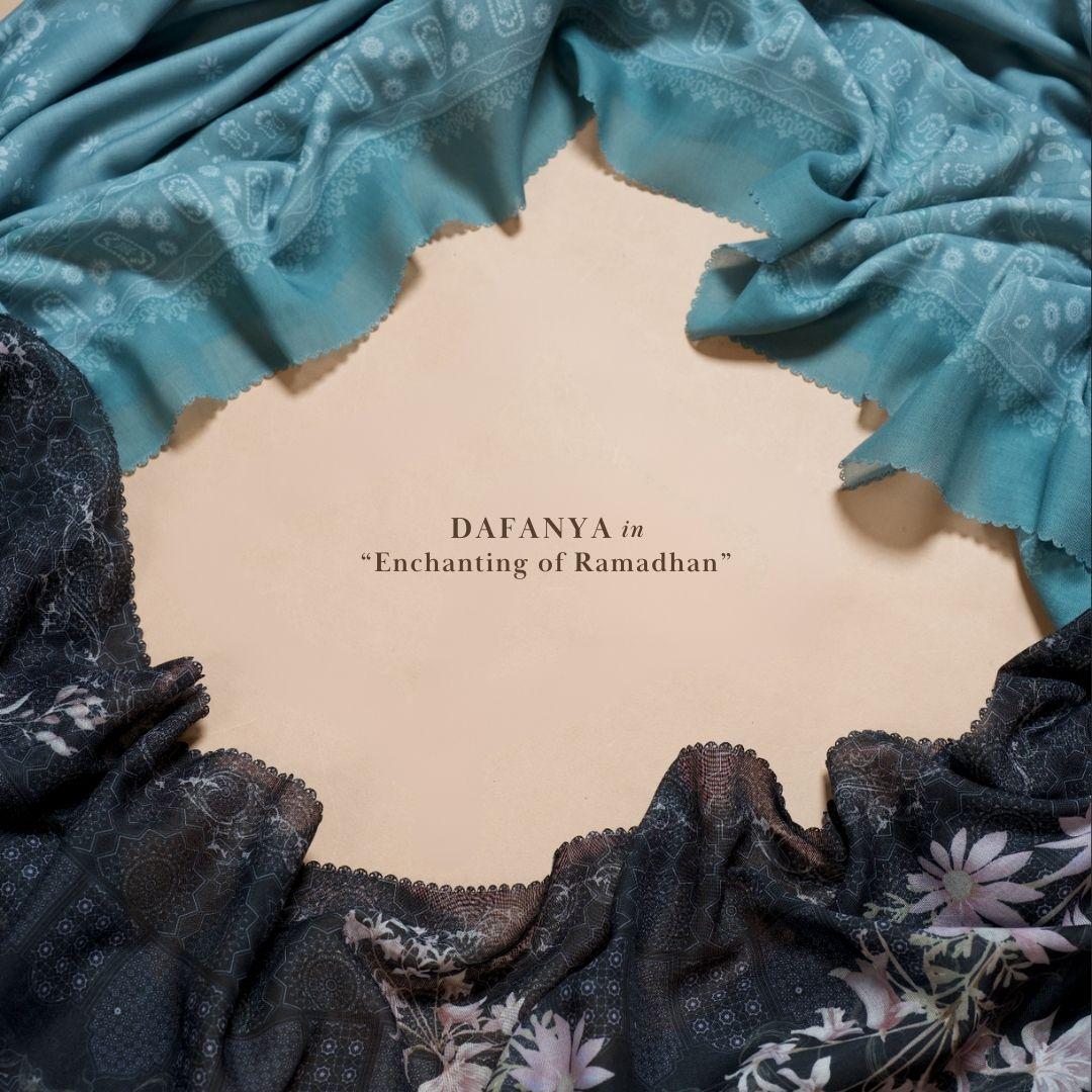 𝐃𝐀𝐅𝐀𝐍𝐘𝐀 - Al-Qadr Series Jilbab Motif Floral Kerudung Segi Empat Hijab Scarf bahan Voal Laser Cut