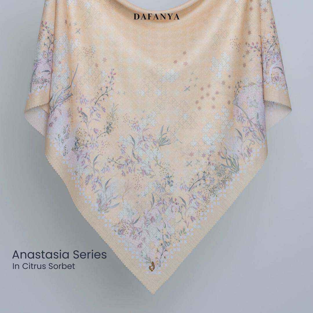 𝐃𝐀𝐅𝐀𝐍𝐘𝐀 - Anastasia Series Jilbab Motif Floral Kerudung Segi Empat Hijab Scarf bahan Voal Laser Cut