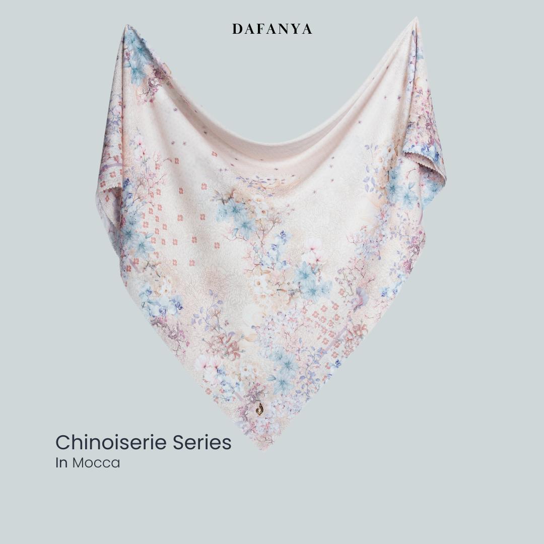 𝐃𝐀𝐅𝐀𝐍𝐘𝐀 - Chinoiserie Series Jilbab Motif Floral Kerudung Segi Empat Hijab Scarf bahan Voal Laser Cut Rayafanya Edition