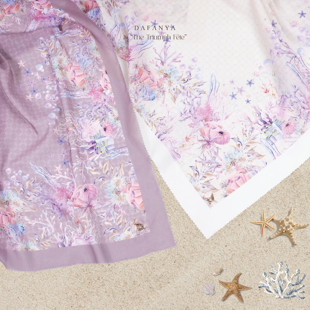 𝐃𝐀𝐅𝐀𝐍𝐘𝐀 - Bellamar Series Jilbab Motif Underwater Kerudung Segi Empat Hijab Scarf bahan Voal Laser Cut