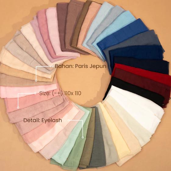 πππ
ππππ - Zehra Series Jilbab Polos Kerudung Segi Empat Hijab Scarf bahan Paris Jepun Eyelash