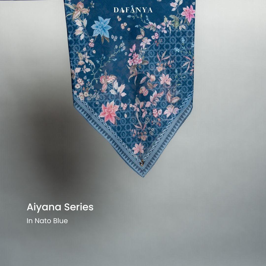 𝐃𝐀𝐅𝐀𝐍𝐘𝐀 - Aiyana Series Jilbab Motif Floral Kerudung Segi Empat Hijab Scarf bahan Voal Laser Cut