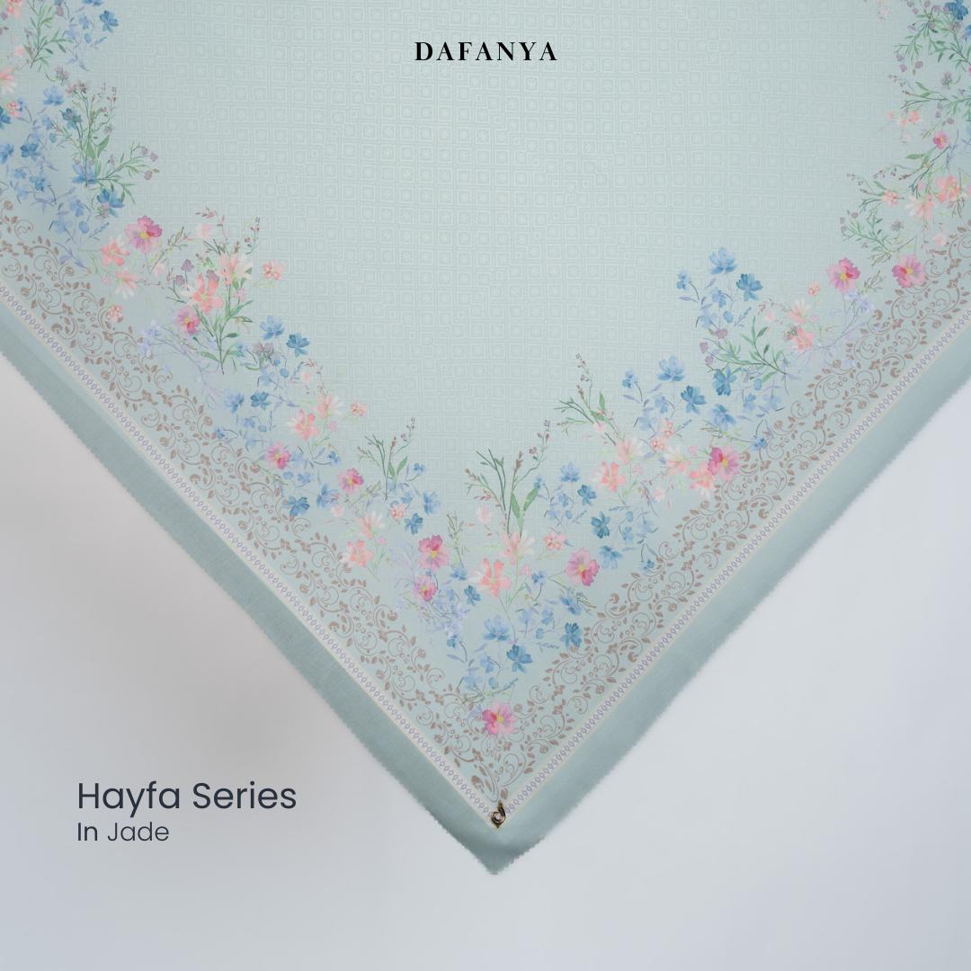 𝐃𝐀𝐅𝐀𝐍𝐘𝐀 - Hayfa Series Jilbab Motif Floral Kerudung Segi Empat Hijab Scarf bahan Voal Laser Cut