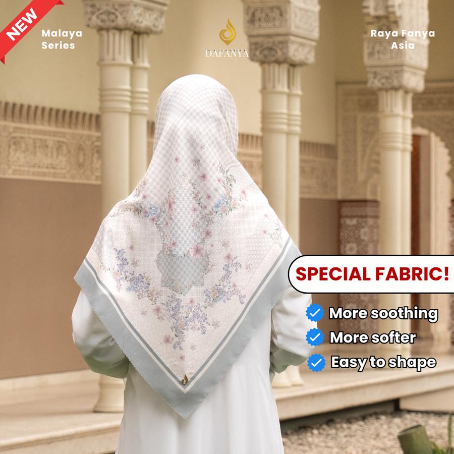 𝐃𝐀𝐅𝐀𝐍𝐘𝐀 - Malaya Series Jilbab Motif Floral Kerudung Segi Empat Hijab Scarf bahan Voal Laser Cut Rayafanya Edition