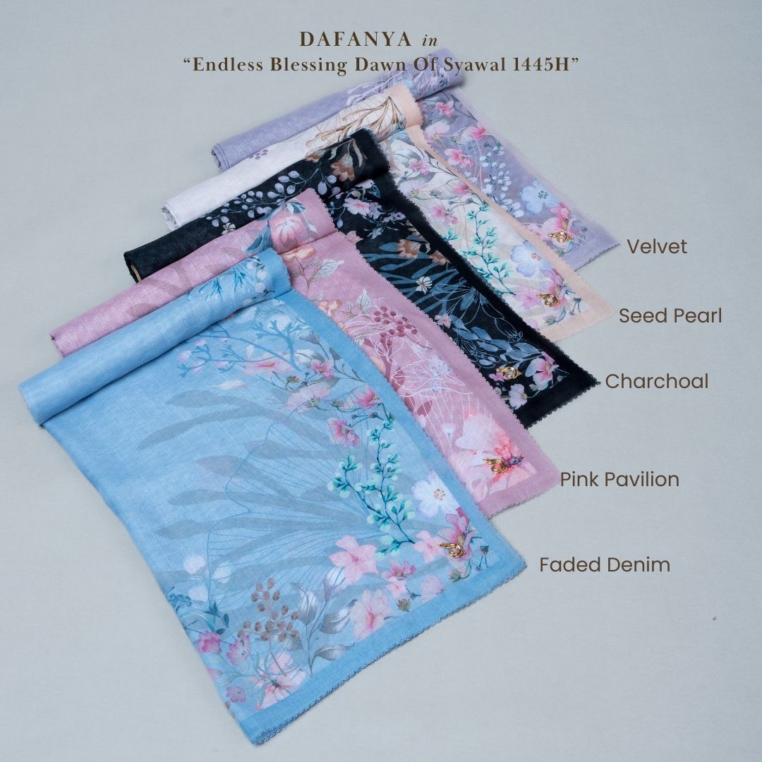𝐃𝐀𝐅𝐀𝐍𝐘𝐀 - Galini Series Jilbab Motif Floral Kerudung Segi Empat Hijab Scarf bahan Voal Laser Cut