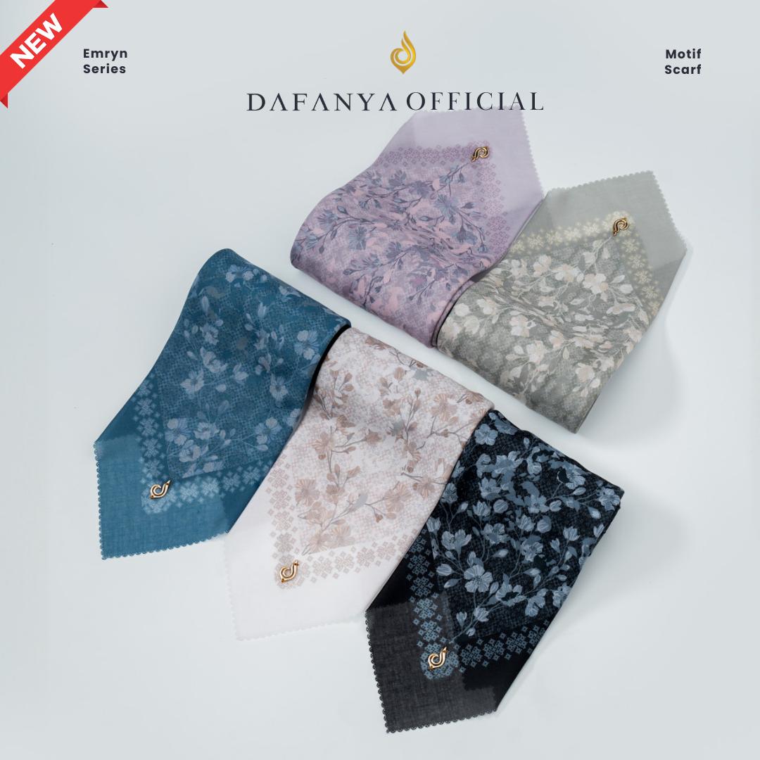 𝐃𝐀𝐅𝐀𝐍𝐘𝐀 - Emryn Series Jilbab Motif Monogram Kerudung Segi Empat Hijab Scarf bahan Voal Laser Cut