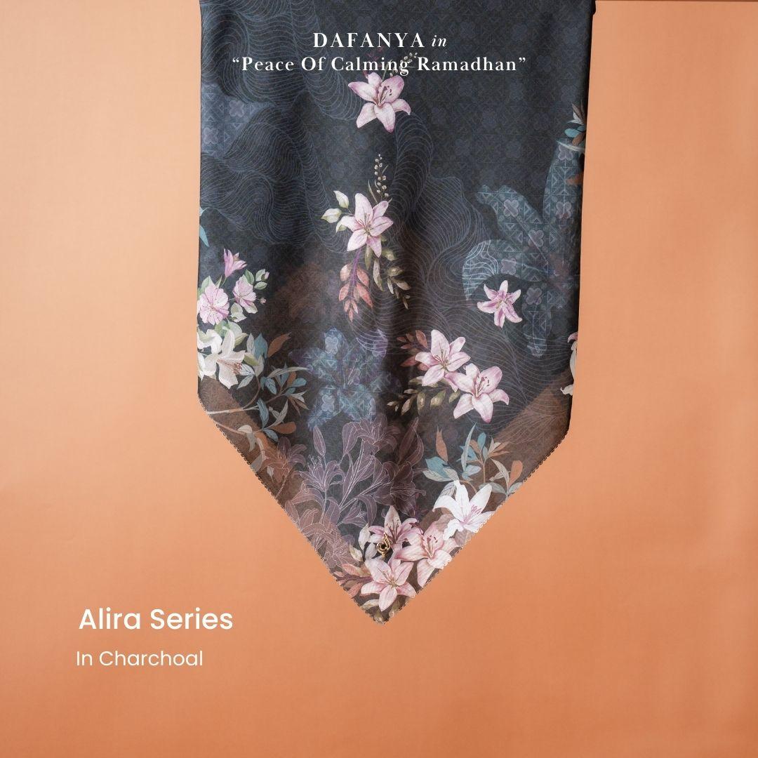 𝐃𝐀𝐅𝐀𝐍𝐘𝐀 - Alira Series Jilbab Motif Floral Kerudung Segi Empat Hijab Scarf bahan Voal Laser Cut