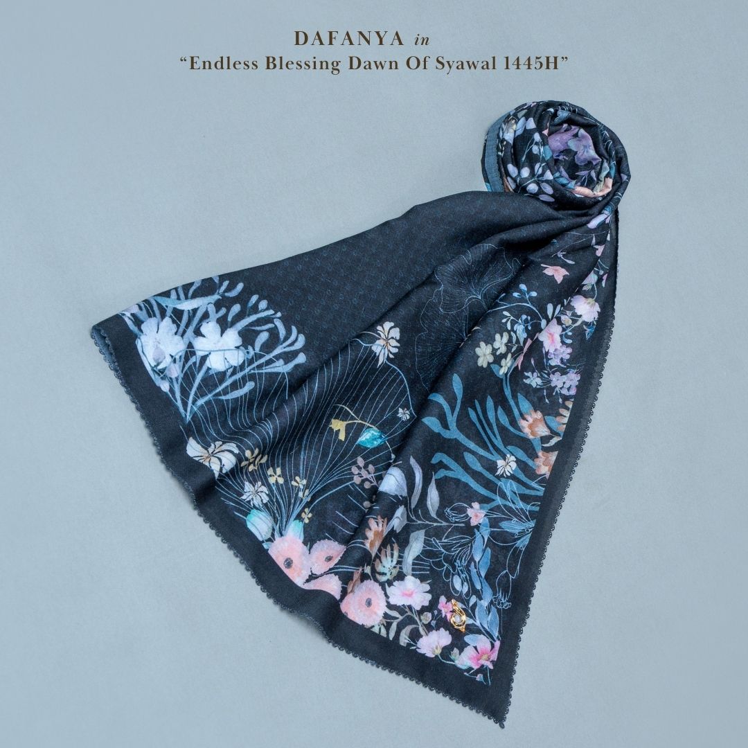 𝐃𝐀𝐅𝐀𝐍𝐘𝐀 - Galini Series Jilbab Motif Floral Kerudung Segi Empat Hijab Scarf bahan Voal Laser Cut