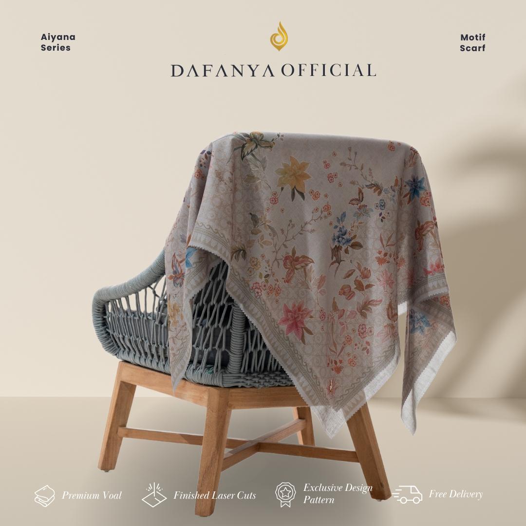 𝐃𝐀𝐅𝐀𝐍𝐘𝐀 - Aiyana Series Jilbab Motif Floral Kerudung Segi Empat Hijab Scarf bahan Voal Laser Cut