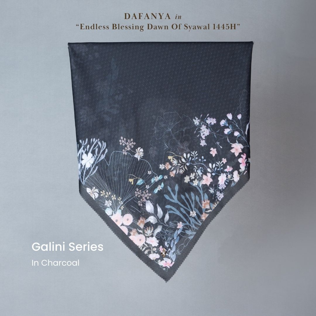 𝐃𝐀𝐅𝐀𝐍𝐘𝐀 - Galini Series Jilbab Motif Floral Kerudung Segi Empat Hijab Scarf bahan Voal Laser Cut