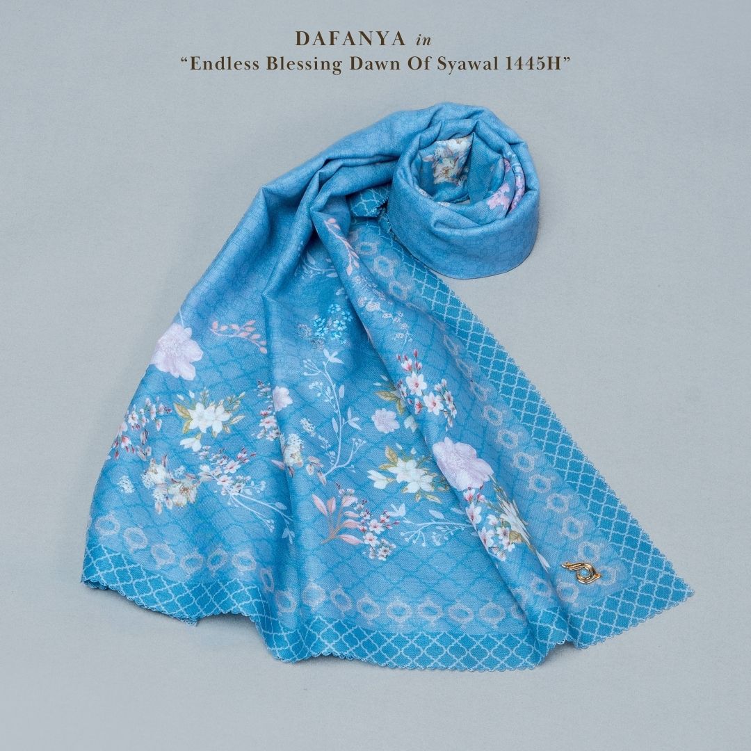 𝐃𝐀𝐅𝐀𝐍𝐘𝐀 - Celeste Series Jilbab Motif Floral Kerudung Segi Empat Hijab Scarf bahan Voal Laser Cut