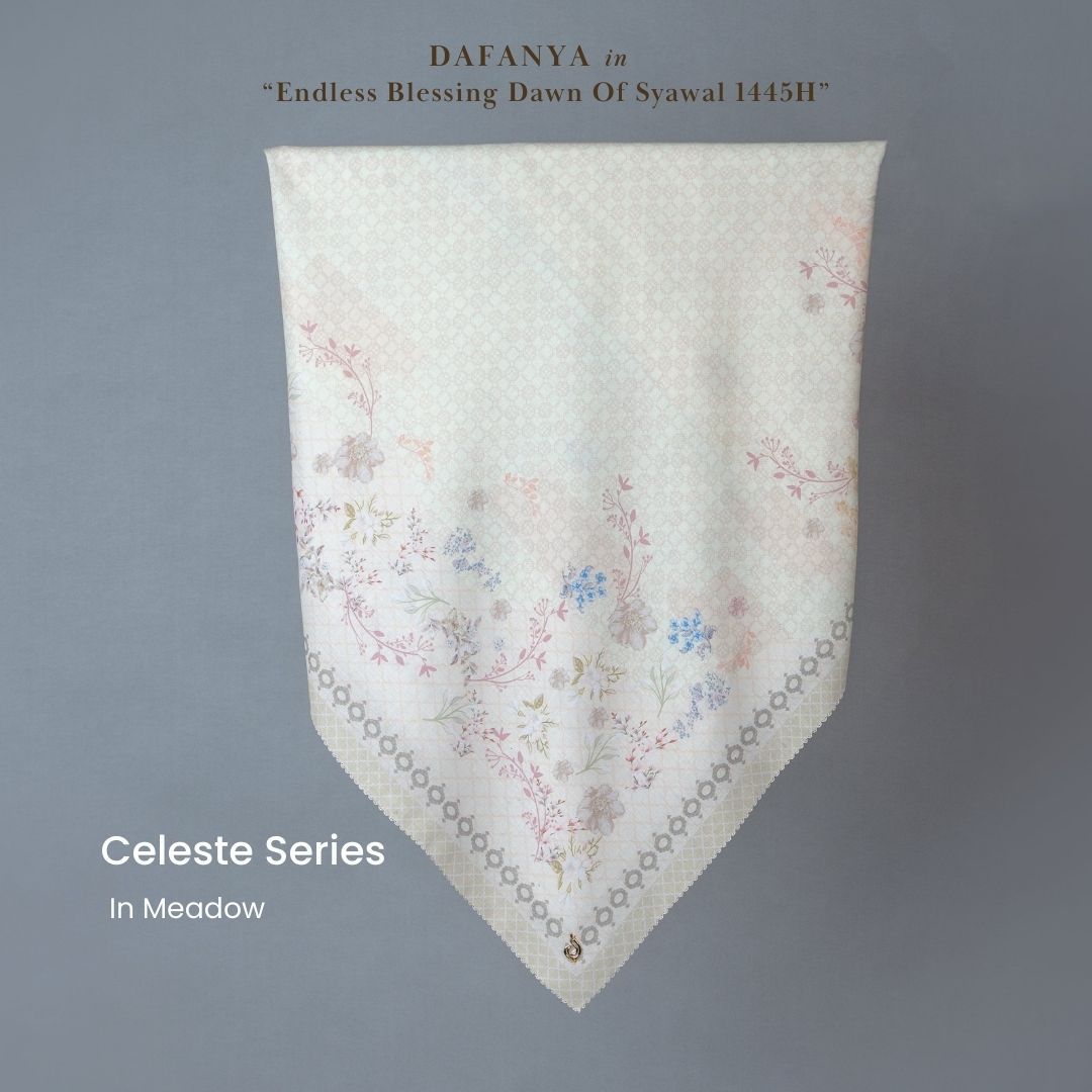 𝐃𝐀𝐅𝐀𝐍𝐘𝐀 - Celeste Series Jilbab Motif Floral Kerudung Segi Empat Hijab Scarf bahan Voal Laser Cut