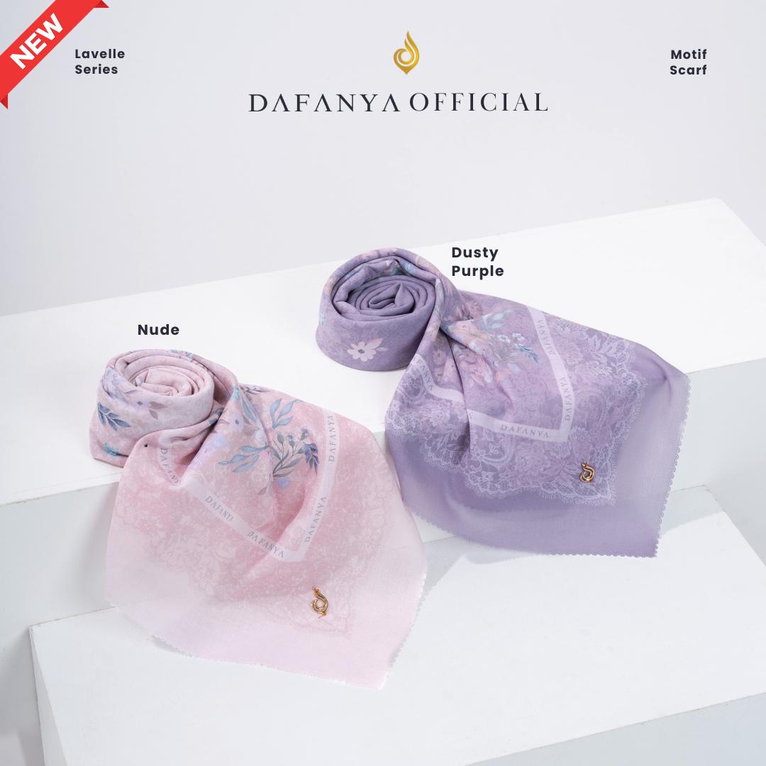 𝐃𝐀𝐅𝐀𝐍𝐘𝐀 - Lavelle Series Jilbab Motif Monogram Kerudung Segi Empat Hijab Scarf bahan Voal Laser Cut