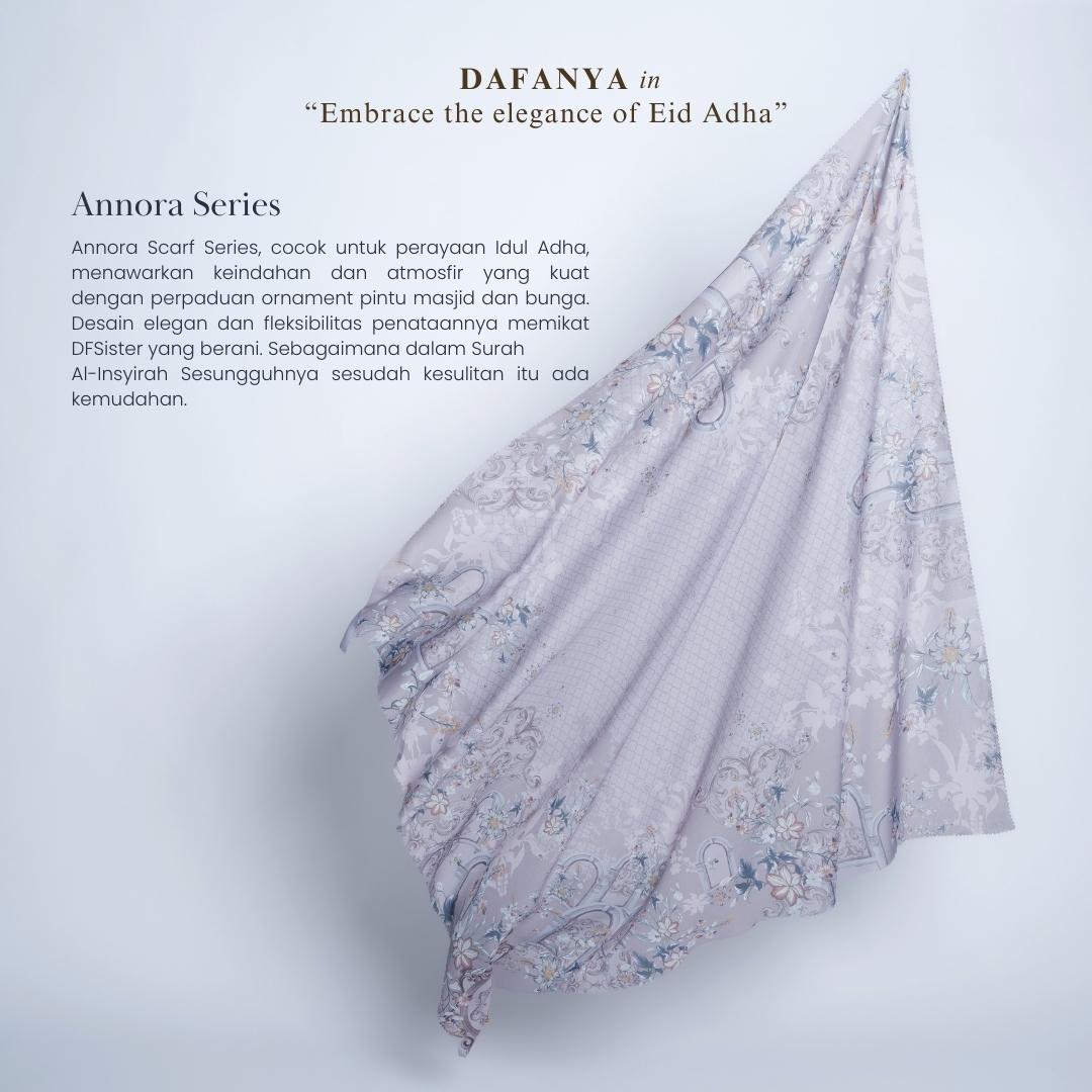 𝐃𝐀𝐅𝐀𝐍𝐘𝐀 - Annora Series Jilbab Motif Floral Kerudung Segi Empat Hijab Scarf bahan Voal Laser Cut