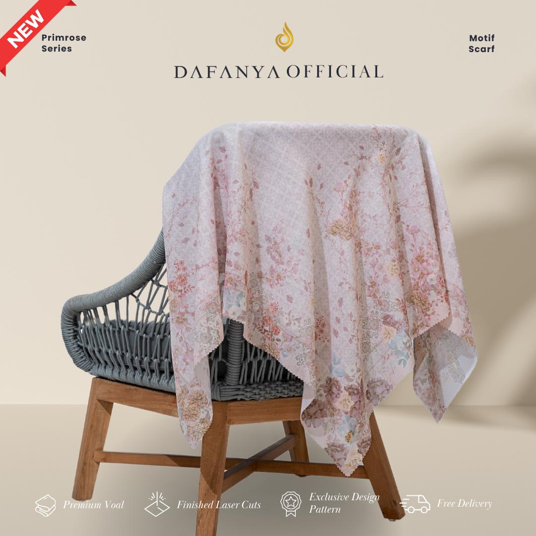 𝐃𝐀𝐅𝐀𝐍𝐘𝐀 - Primrose Series Jilbab Motif Floral Kerudung Segi Empat Hijab Scarf bahan Voal Laser Cut