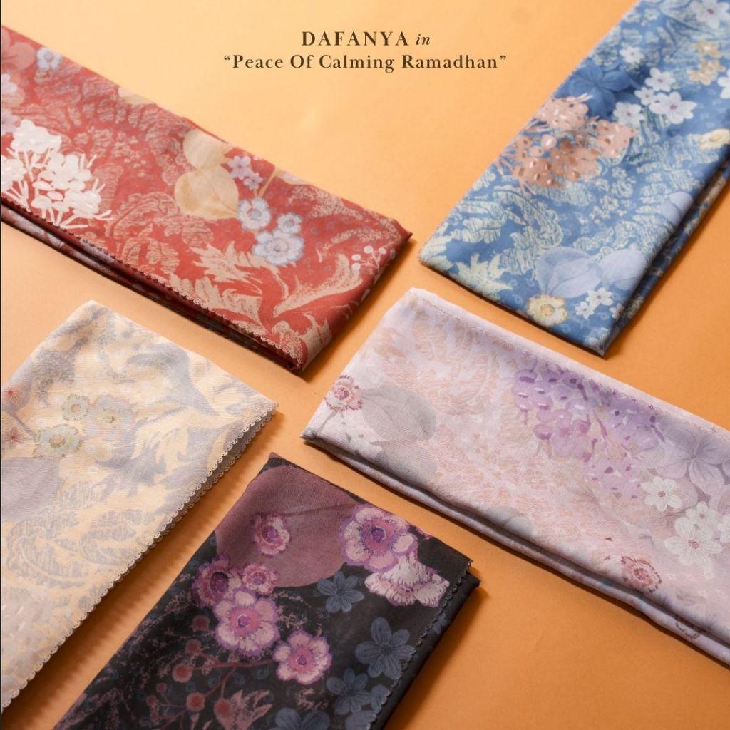 𝐃𝐀𝐅𝐀𝐍𝐘𝐀 - Azura Series Jilbab Motif Floral Kerudung Segi Empat Hijab Scarf bahan Voal Laser Cut