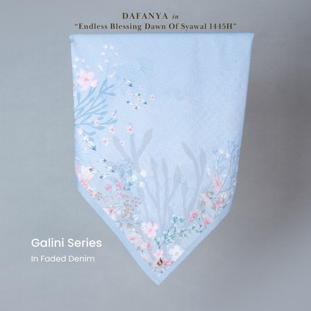 𝐃𝐀𝐅𝐀𝐍𝐘𝐀 - Galini Series Jilbab Motif Floral Kerudung Segi Empat Hijab Scarf bahan Voal Laser Cut
